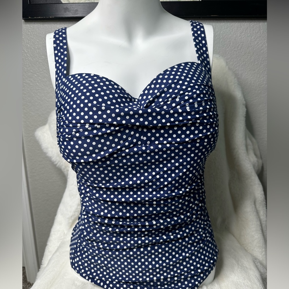 Navy Polkadot One Piece Swimsuit